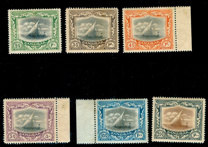 MOMEN: ZANZIBAR STAMPS SG #260b-260g 1913 MINT OG H SCARCE