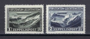 LIECHTENSTEIN #C7-8 MINT, F-VF, H GRAF ZEPPELIN ISSUE