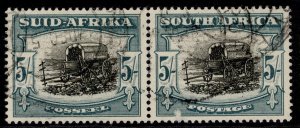SOUTH AFRICA GVI SG122, 5s black & pale blue-green, USED. Cat £85.
