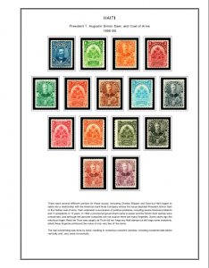 COLOR PRINTED HAITI 1881-1957 STAMP ALBUM PAGES (60 illustrated pages)