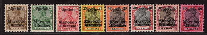 $German Offices in Morocco Sc#7-14 Specimen M/NH/VF-XF, variety, rare!