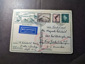 1929 Germany LZ 127 Graf Zeppelin Airmail Postcard Cover to New York NY USA