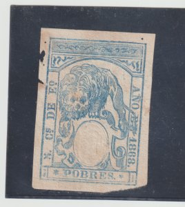 PUERTO RICO 1868 Used 5c Pobres Revenue
