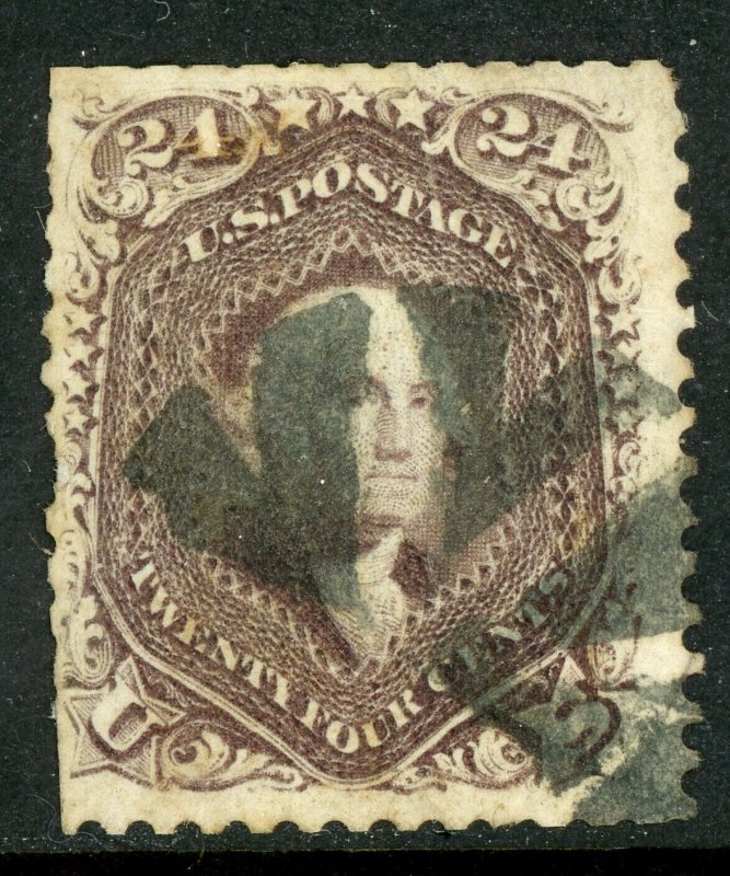 USA 1862 Washington 24¢ Brown Lilac Scott #70 VFU G547