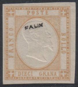 ITALY TWO SICILIES 1861 Sc 25a OCHER REPRINT MNH F,VF (CV$1,450) 