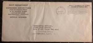 1945 San Francisco Ca USA NAVY Dept Official Stampless Cover Domestic Used