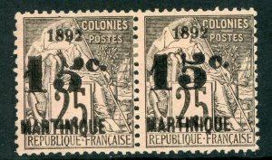 Martinique 1892 French Colony 15¢/25¢ Black Sc #32/32b PAIR Mint E108