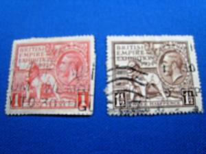 GREAT BRITAIN  -  SCOTT # 185 & 186  -   Used      (brig) 