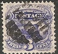 US  114 Used 1869 3c ultra Locomotive CV $17.50 Nice Copy