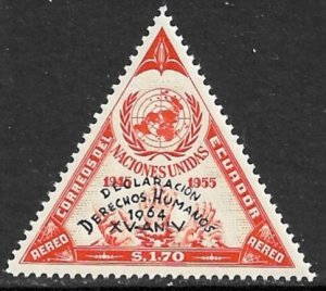 ECUADOR 1964 HUMAN RIGHTS Triangle Shaped Airmail Sc C426 MNH