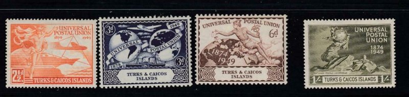 TURKS & CAICOS  # 101-104  VF-MLH  UNIVERSAL POSTAL UNION / 75th ANNIVERSARY SET