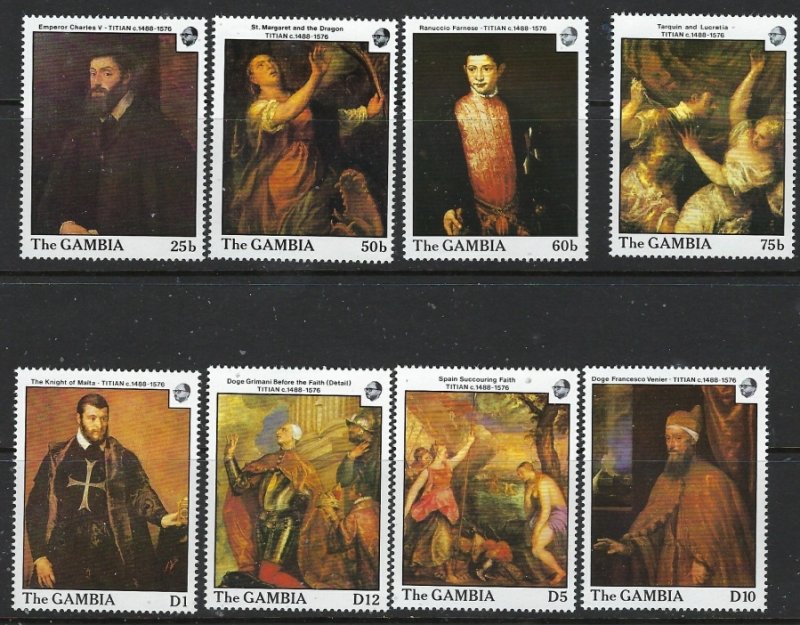 Gambia 753-60 MNH 1988 Titian Paintings