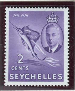 SEYCHELLES; 1952 early GVI issue fine Mint hinged 2c. value