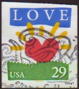 USA 1993 Sc# 2813 29c Love Heart USED.