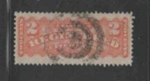 CANADA #F1 1875 2c REGISTERED MAIL F-VF USED a