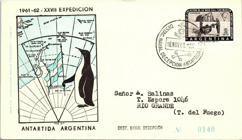 ARGENTINA ARCTIC ANTARCTIC POLAR CANCEL / CACHET #124