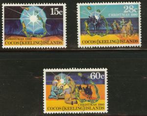 Cocos Keeling Islands Scott 53-55 MNH** 1980 Christmas set