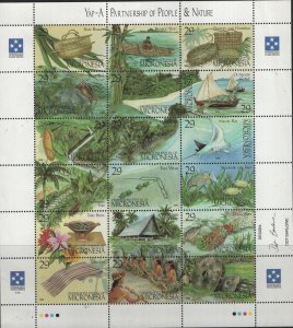 MICRONESIA,  186 MNH PEOPLE & NATURE SHEET OF 18