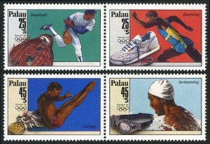 Palau B1-B4a pairs,MNH.Mi 245-248. Olympics Seoul-1988.Baseball,Swimming,Diving,