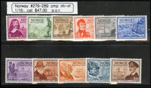 Norway Stamps # 279-289 MNH VF Scott Value $47.00