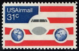 US #C90 Plane; Globes and Flag; MNH (0.60)