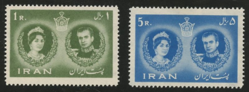 Iran Scott 1164-65 Shah and Queen Farah Diba Marriage- Unused VFLHOG- SCV $15.00