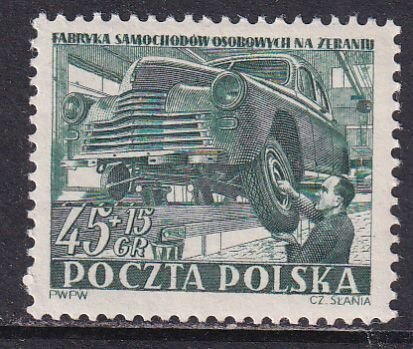 Poland 1952 Sc B99 Automobile Assembly Plant Stamp MVLH