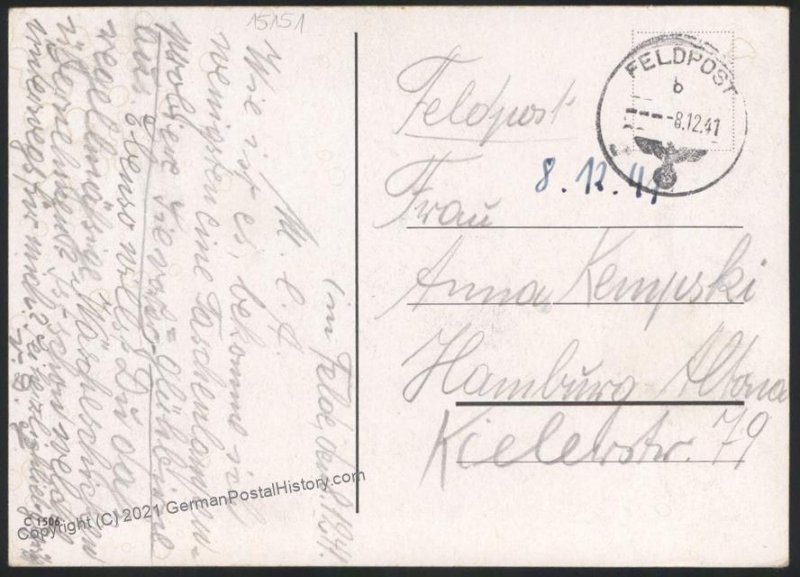 3rd Reich Germany 1941 Anti-English Unit Weihnacht Christmas Card FELDPOS 105719