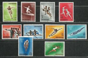 SAN MARINO 1964 Very Fine MNH Stamps Set Scott 582-591 18th Olympic Games Tokyo