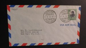 1957 FDC First Day Cover Air Mail Reykjavik Iceland  to New York