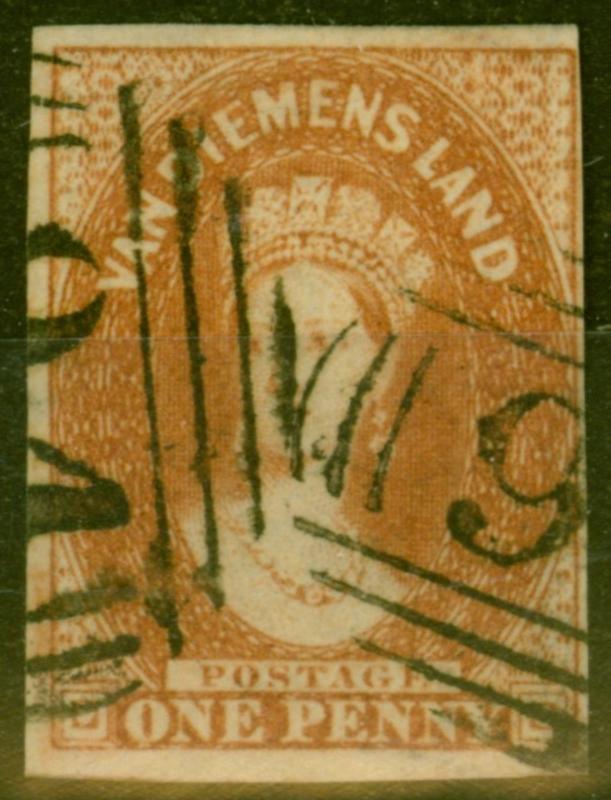 Tasmania 1857 1d Pale Red-Brown SG26 var Wmk Inverted Fine Used