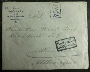 1918 Istanbul Turkey Cover To Hannover Germany Via Taboul Back Stamp