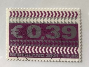 Netherlands 2001 Scott 1075 used - 39c, Numeral, Standard Letter Stamps