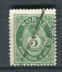 NORWAY; 1890s early classic 'ore' type used Shade of 5ore. + fair Postmark