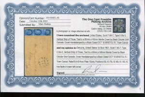 7-8A-7 Franklin Type II-IIIa-II Strip of 3 Stamps On Cover w/Doporto Cert LV5481