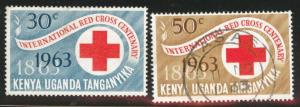 Kenya Ugand Tanganyika, KUT  Scott 142-143 used red crossset