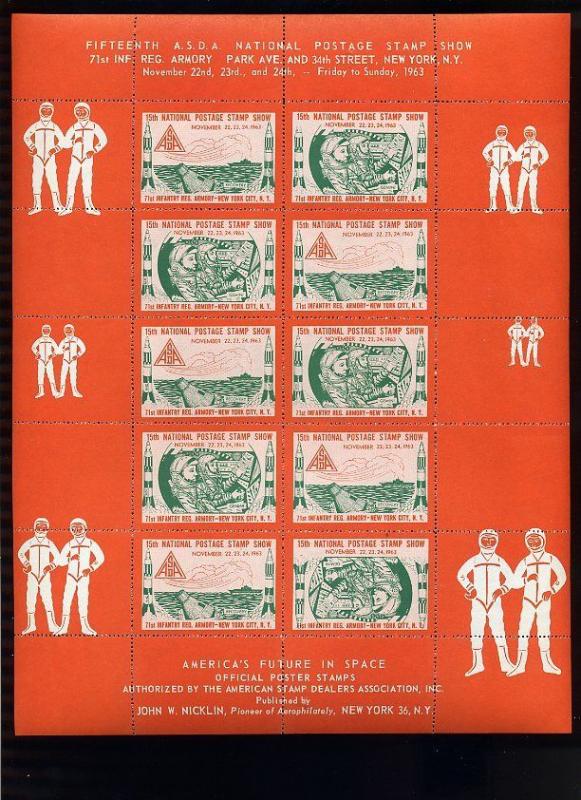 1963 15th ASDA NATIONAL POSTAGE STAMP SHOW SHEET L742 ***GEMINI SPACE MISSION***