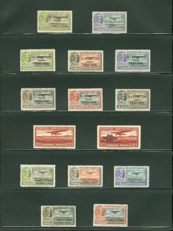 EDW1949SELL : MEXICO 1927-32 Scott #C2-50 Cplt except for C2 & 47 VFMOG Cat $401