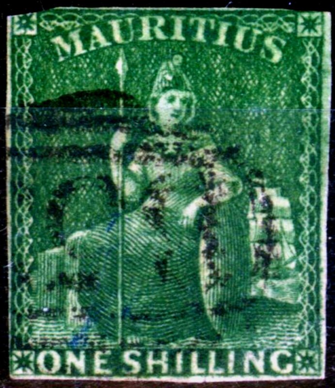 Mauritius 1861 1s Yellow-Green SG35 Ave Used Fresh Colour