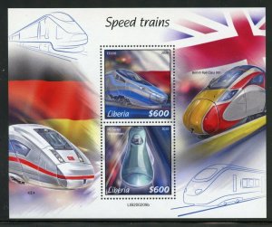 LIBERIA 2020 SPEED TRAINS  SOUVENIR SHEET MINT NH