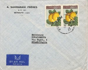ai1904 - LÍBANO - História Postal - CAPA DE CORREIO AÉREO para ITÁLIA 1963 FRUTA-