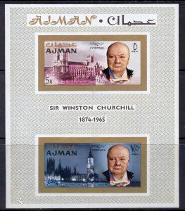 Ajman 1966 Mi#Bl.7B SIR WINSTON CHURCHILL Souvenir Sheet IMPERFORATED MNH