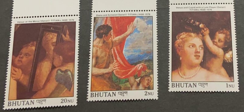 A) 1989, BHUTAN, PAINTER, CENTENARY OF THE BIRTH OF TIZIANO VECELLIO, VENUS AND  