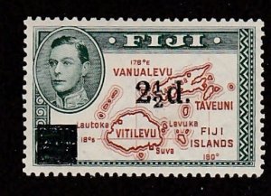Fiji # 136, Map Stamp Surcharged, Mint Hinged
