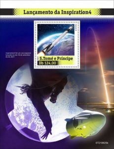 St Thomas - 2021 Inspiration4 Launch - Stamp Souvenir Sheet - ST210625b