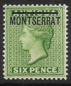 MONTSERRAT SG2 1876 6d GREEN MTD MINT