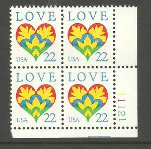 #2248 Love Plate Block Mint NH #11121