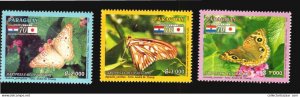 PARAGUAY 2006 BUTTERFLIES AND FLOWERS, JAPANESE INMIGRATION MNH