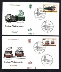 GERMANY 1971 Trains #9N305-07, #9N308-09 FDC covers,  # Berlin FIDACOS cancel