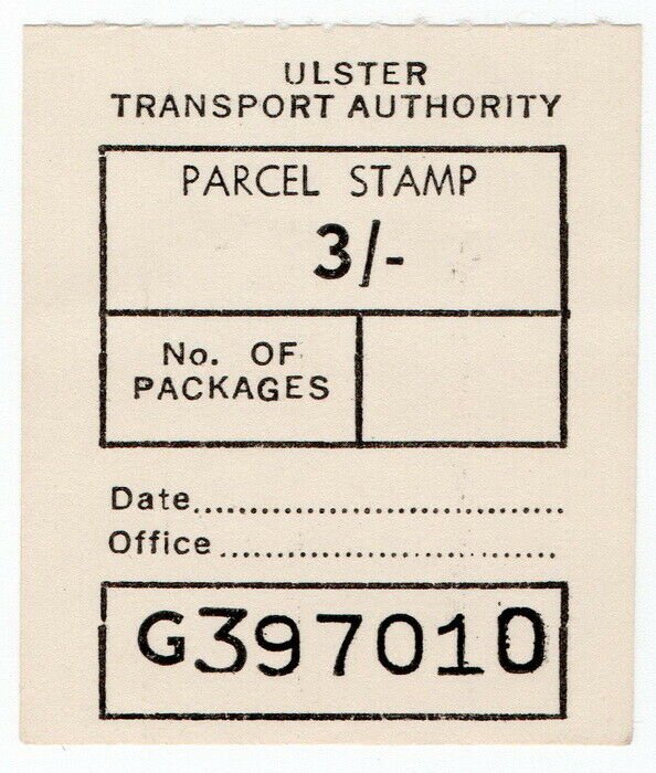 (I.B) Ulster Transport Authority Railway (N. Ireland) : Parcel 3/-